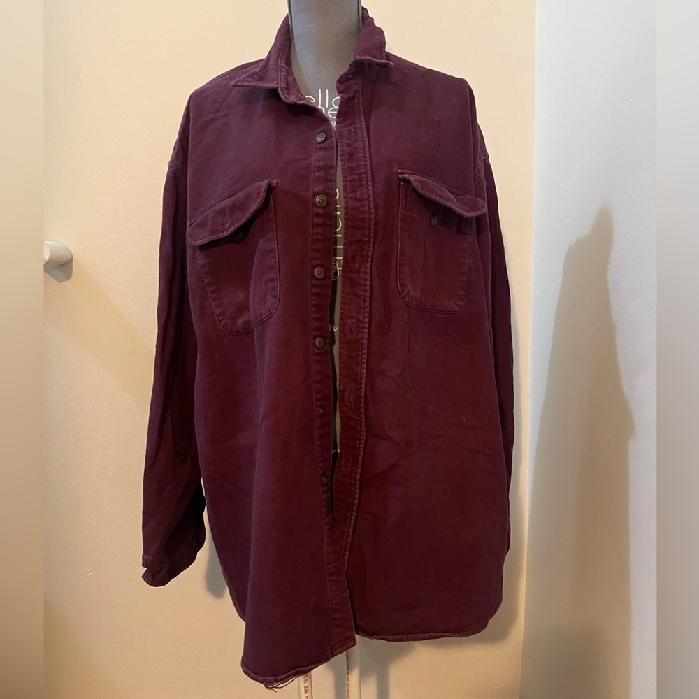 Burgundy Button-Up Shirt Jacket
